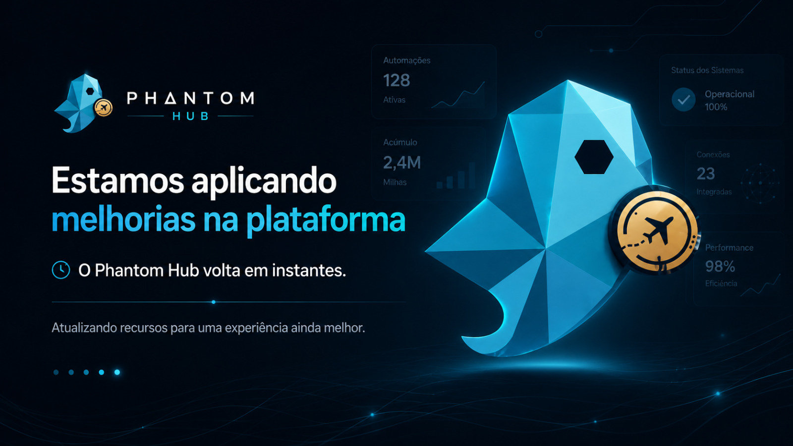 Estamos aplicando melhorias na plataforma. O Phantom Hub volta em instantes.